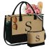 Women Fashion Synthetic Leather Handbags Tote Bag Shoulder Bag Top Handle Satchel Purse Set 4pcs