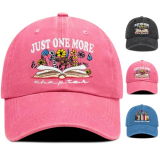 ZVUZVO Book Lover Gifts for Women – Adjustable Washed Embroidered Hat for Mom Dad – Reading Gifts for Readers Book Lovers.Book Lover Gifts Pink