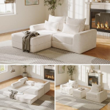 SOFA-IN-BOX Modular loveseat with Ottoman, L-Shape Cloud Sofa, Customizable Sectional Couch, Free Combination Design for Modern Living Room, Cloud Mist
