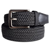 KENLEIBANG Elastic Braided Belt, 1 3/8″, Woven Stretch Belt for Golf Casual Jeans Shorts Pants, Gift Box(Fits up to 50″) (Black, M (32″-38″))
