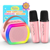 Reoslar Mini Karaoke Machine with 2 Wireless Microphones,2025 TOP Kids Portable Karaoke Machine for 3, 4, 5, 6, 7, 8, 9,10,11,12+Year Old, Best Birthday Christmas Toy Gift-Kids’ Instrument