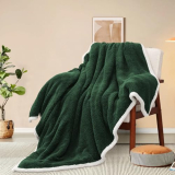 BEAUTEX Sherpa Throw Blanket, Super Soft Green Blanket, Ultra Cozy Fuzzy Blanket for Couch Sofa Bed, Reversible Dual Sided Blankets Fluffy Blankets for Winter (50″×60″, Dark Green)