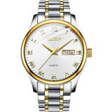 OLEVS Mens White Face Casual Watches for Men Fashion Classic Business Calendar Date Watch Waterproof Wrist Watches for Men Stainless Steel Analog Quartz Watch for Christmas Valentine’s Day for Men