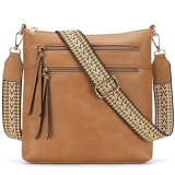 GEMIU Vegan Leather Crossbody Bags for Women – Trendy Shoulder Handbag with Multi Pocket Adjustable Wide Strap Camel Purse