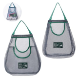 Junvaia 2 Pack Hanging Mesh Storage Bags (Single + Dual Pocket) Reusable Produce Bags for Kitchen Storage Fruits, Onions, Garlic & Vegetables, Breathable Shopping Storage Handbag