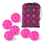 AILANFEI Pink Pickleball Balls 12 Pack- 40 Holes Outdoor/Indoor Pickleball with Bag, Perfectly Balanced, High Bounce, Crack-Resistance，USAPA Standard