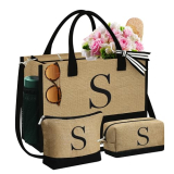 YOOLIFE Personalized Gift Beach Tote Bag, Best Friend Birthday Gifts Teacher Appreciation Wife Girlfriend Birthday Gifts for Women Sister Aunt Mom Grandma Wife Friend Gift for Women Her Letter S
