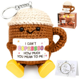 Espresso Funny I Love you Gifts for Women Men, Halloween Crochet Coffee Mug for Couples, Emotional Inspirational Support Home Decor Gift for Girlfriend Boyfriend Wife, Handmade Autumn Thanksgiving