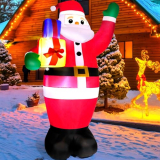 6 FT Christmas Inflatable Santa Claus with Built-in LEDs, Outdoor Decorations, Blow Up Santa Claus with Gifts Bag, Giant Santa, Xmas Outside Decor for Holiday, Garden, Lawn