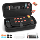 Trozihn Carrying Case for Nintendo Switch 2, Large Capacity, Hard Shell Travel Case，Storage for Charging Grip, Adapter, 3-in-1 Accessories with Protective Cover, 1 Screen Protector, and 8 Thumb Grips