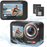 Hiicam Waterproof Action Camera 4k Underwater Camera,Sports Camera with Dual Screen&EIS&8X Zoom,4k Action Camera with Waterproof Case&Remote Control&Microphone for Video Recording/Vlogging/Diving