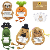 RSZBUMY Gifts for Friends, Emotional Support Crochet Positive Animal Set with Note, Positive Crochet Pack for Decor, Gift for Christmas, Women, Men, Coworker, Boyfriend, Girlfriend