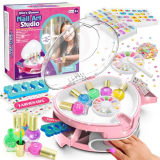 Ylovetoys Kids Nail Polish Set for Girls, Nail Salon for Kids Ages 7-12, All-in-One Nail Art Kit with Nail Dryer & Press On False Nails, DIY Decorative, Stickers, Non-Toxic Polish, Gifts for Girls