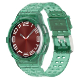 QIEMUTER Silicone Bands Compatible for Samsung Galaxy Watch 6 Classic 43mm & 47mm, Soft Transparent Crystal Bumper Case Band for Galaxy Watch 6 Classic Band Women Men (43mm, Green)