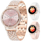 Smart Watches for Women with Diamonds，Bluetooth Calls(Answer&Make)，1.27″ HD Screen Smart Watch，Sleep/Heart Rate，Smartwatch Compatible with Android & iOS , Multiple Sports Modes Fitness Tracker