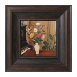 CCPEAR Framed Wall Art for Living Room, Vintage Flower Wall Decor, Vase Bouquet Artwork for Bathroom Bedroom Office Cafes, 10x10in