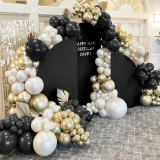 Black White Gold Balloon Garland Double Stuffed Pearl White Sand Champagne Metallic Gold Balloon Arch Kit Cream Latex for Neutral Birthday Wedding Bachelorette Halloween New Year Party Decorations