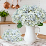 WFYTHMFLS Artificial Flower Hydrangea Fake Hydrangea, Used in The Center of The Family Bathroom Desk Shelf or Wedding Bouquet Decoration, Contains 6 Deep Lake Blue Branches