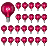 Abeja 25 Pack G40 Replacement Light Bulbs, Black Halloween Bulbs, G40 String Light Replacement Bulbs, 5W Dark Purple Bulb for Indoor Outdoor Patio String Lights, E12/C7 Base