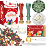 WUERLIN Christmas Wax Seal Stamp Kit,Santa Claus Wax Seal Stamp add Snowflake with Deep Engrave Great for Decoration Holiday Cards New Year Envelopes (Santa Sealing KIT)