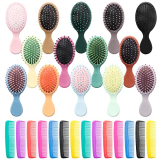 Mini Hair Brush 28 Pack, ANSLCA Hair Brushes Bulk Small Brush Set – Include 14 Travel Brush + 14 Fine Wide Detangling Hair Combs Wet Dry Hair for Girls Women Boys Men Kids (Stylish Colorful)
