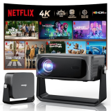 [1200 ANSI/Auto Focus & Keystone/Built-in APPs] 4K Outdoor Projector with Wifi and Bluetooth, Smart Portable Proyector with Built in Apps Netflix/YouTube/PrimeVideo & Dolby, Home Theater with HDR10+