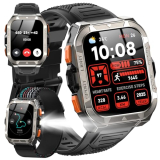 Military Smart Watch for Men,Built-in GPS/60 Days Battery/Led Flashlight/Compass/2 Straps/IP68 Waterproof, Tactical Smart Watches Outdoor with AI ChatGPT/AI Watch Face/AI Translate for Android iOS.