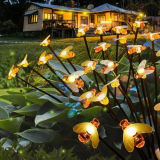 HFLYJPYW Solar Firework Lights 2Pcs Garden Lights Outdoor Waterproof, 120 LED Distribution in 40 Branches Copper Wire, Festive daysStarburst Lights for Path, Patio, Yard (Powder Warm White)
