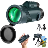 80×100 High Powered Monocular Telescope with Smartphone Holder & Tripod, HD Monocular for Adults with BAK4 Prism & FMC Lens for Hunting Star Bird Watching Wildlife Camping Hiking