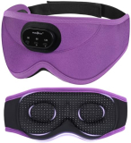 MUSICOZY 3D Bluetooth Sleep Mask with Headphones and Timer, Wireless Sleep Headphones for Side Sleepers, Eye Mask with Bluetooth Headphone, Purple