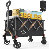 NWH Collapsible Wagon, 380lbs Heavy Duty Folding Wagons Carts with Wheels Foldable, Utility Cart with All-Terrain Wheels for Beach Outdoor Grocery Camping Garden