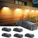 Brightown Solar Fence Lights Outdoor – 6 Pack Solar Deck Light with Warm White, Cool White, 7 RGB Color, Fade/Jump Modes, Solar Lights Outdoor Waterproof for Outside Yard Step
