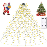 Christmas Tree Lights with Ring,400 LEDs Waterfall Lights for Christmas Trees,Waterproof 6.6FT x 20 String Lights with Remote,8 Modes/Memory/Timer,Cascading Twinkle Lights Xmas Decoration