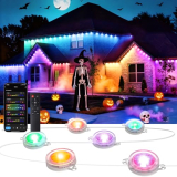 Pak Smart Permanent Outdoor Lights, 100FT with 60 LED, IP67 Waterproof Christmas String Lights, Scene Modes & Music Modes, Work with Alexa & Google Assistant, Outdoor Decor for House Garden