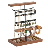 GMPAJHL Jewelry Organizer, Jewelry Holder Earring Necklace Organizer, Velvet Ring Holder & Jewelry Dish, Jewelry Display Stand for Room Decor, Valentines Day Birthday Gifts for Women, Her, Mom