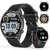 MFVLP Smart Watches for Men Women(Answer/Make Calls), 1.43″ AMOLED HD with 100+ Sport Modes, Heart Rate/Sleep Monitor/Steps/Calories/IP68 Waterproof Fitness Tracker, smartwatch for Android iOS,Black