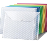 15 Pcs Plastic Envelopes File Folders Document Organizer A4 Letter Size Bill Receipt Paper Holder Organizer Color Envelopes with Snap Closure Document Folders File Bags for School Office (15)