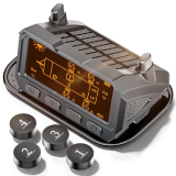 YUKOB RV Tire Pressure Monitoring System – TPMS with Solar and USB Tyce-c Charger, 4 Tire Sensors and 6 Alarm Modes, Auto on/Off & Adaptive Backlighting, for RV, Sedan, SUV, MPV, etc (0-116PSI)