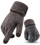 Yvonznxe Winter Gloves for Men Women,Warm Knit Cold Weather Gloves,Wool TouchScreen Thermal Adults Gloves for Texting Driving