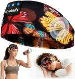 LC-dolida Sleep Headphones Headband Bluetooth 5.4, Sports Headband Earphones Wireless with Speaker Microphone USB C for Women Sleeping Gift Workout Jogging Yoga Insomnia Travel Meditation, Butterfly