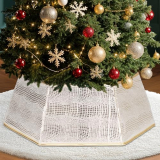 28 Inch Hexagon Christmas Tree Skirt -Christmas & Halloween Decorations Sparkling Glitter Fabric, Foldable Design for Easy Setup & Storage Trees with a Height Less Than 8 FT