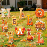 11 Pcs Hello Fall Yard Signs Thanksgiving Fall Decorations Outdoor Pumpkin Yard Stakes Gnomes Harvest Lawn Signs with Stakes for Outdoor Holiday Decor Garden Party Supplies